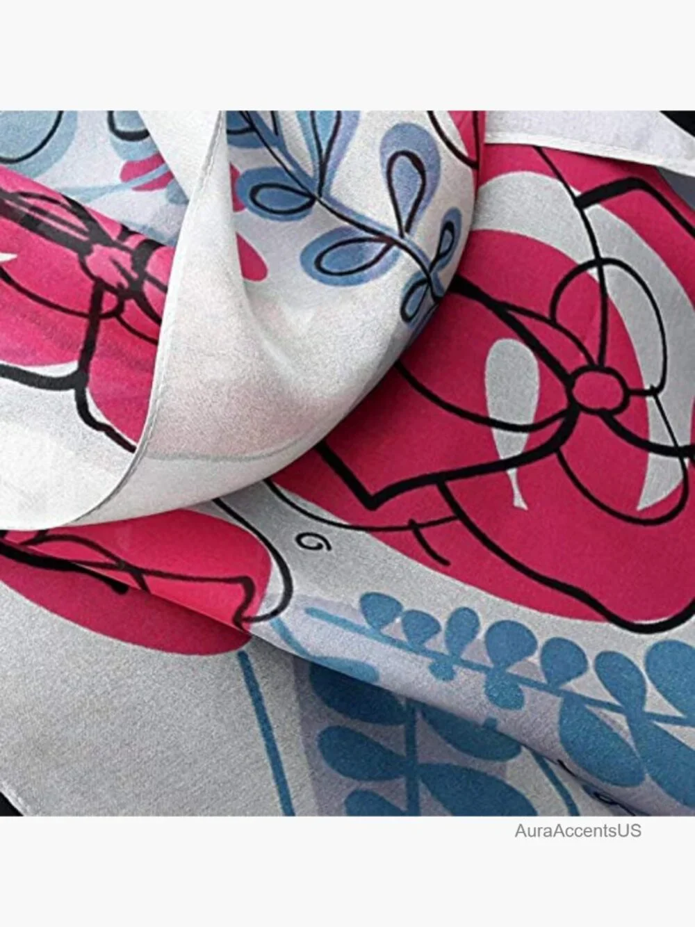 Hand Painted Floral Silk Chiffon Scarf